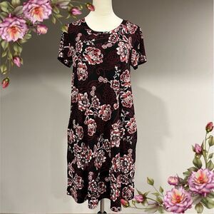 Floral short sleeve a-line swing style dress